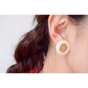 itofun×O'KEEFFE142-0003 Beads/Leather Ear-Ring Large