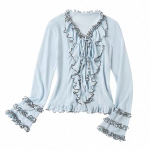 [OuttheBlue] light blue lotus leaf cardigan blouse top