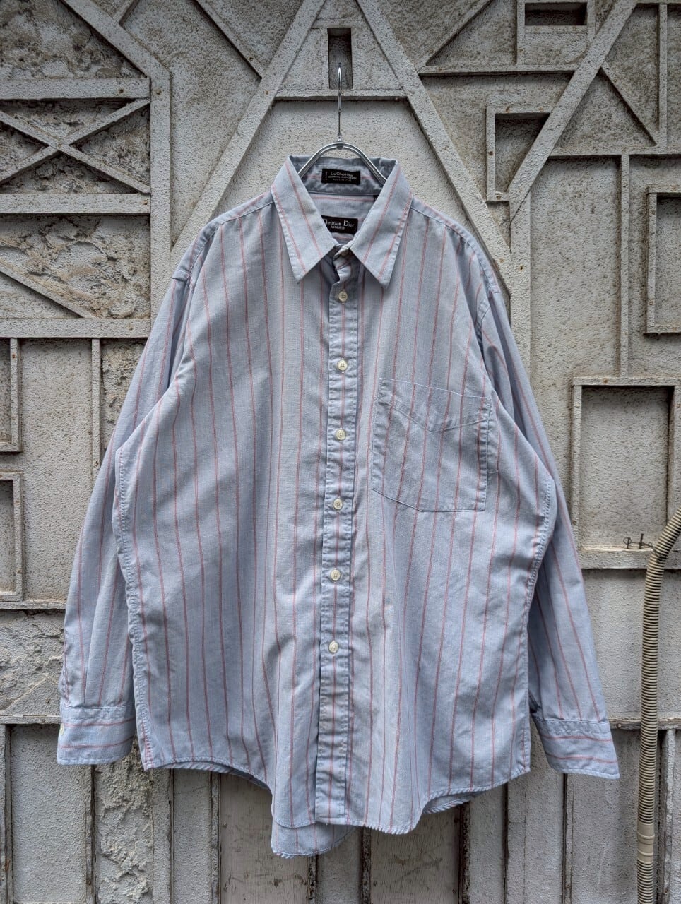 "CHRISTIAN DIOR" stripe shirt / made in USA