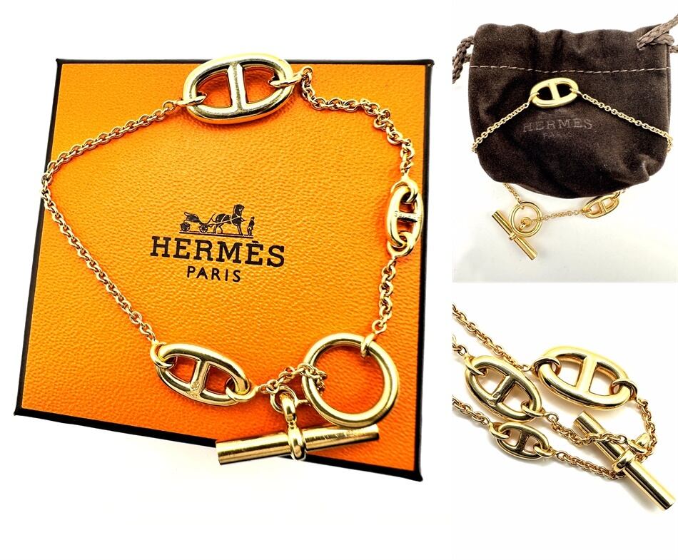 HERMES エルメス K18 YG シェーヌダンクル ファランドール イエロー