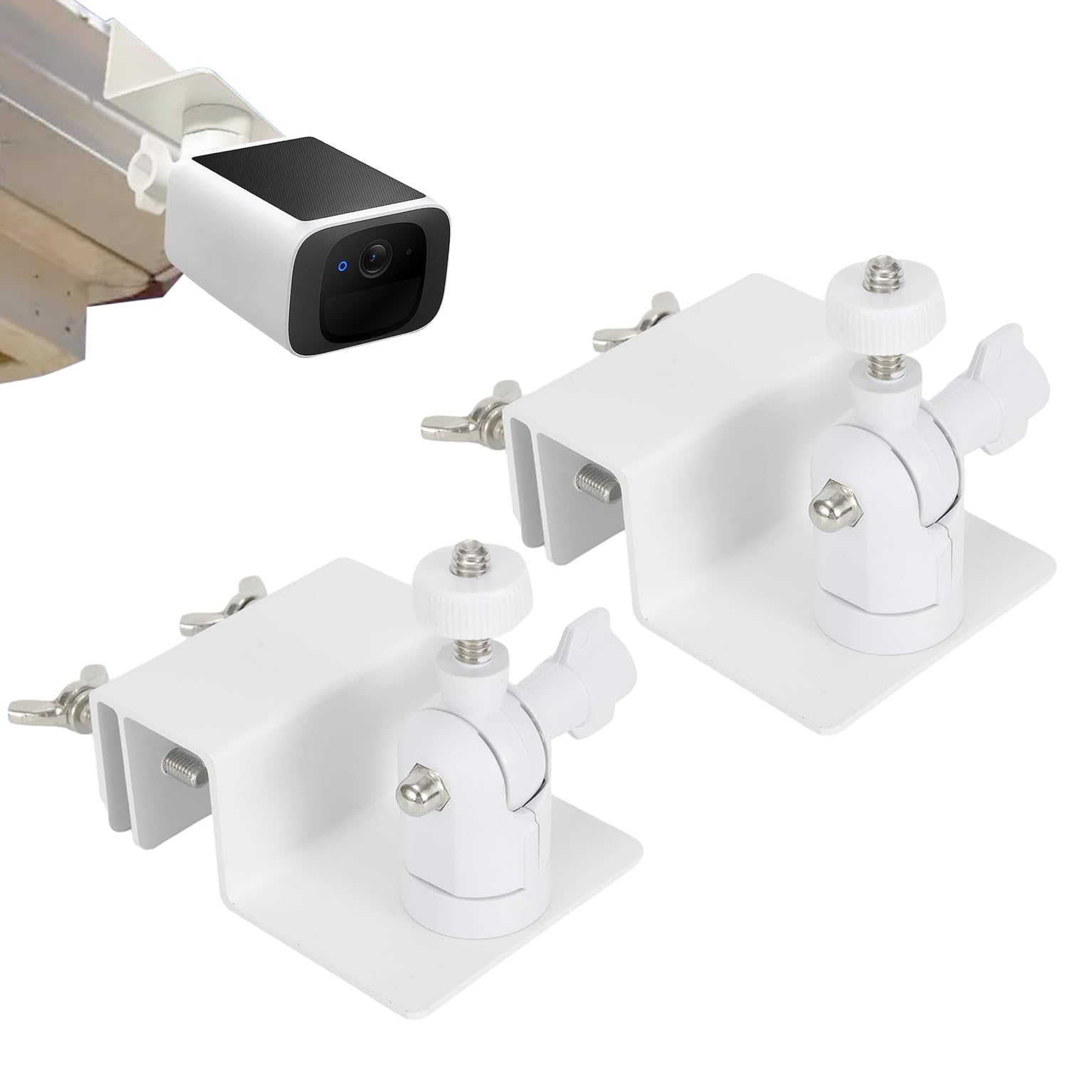 【在庫処分】Tonton 防犯カメラ 雨樋マウント eufySoloCam S220/C210、eufyCam 3/S330、eufyCam 2C/2C Pro用 調節可能なマウント 監視カメラ ブラケット ホワイト 2個セット