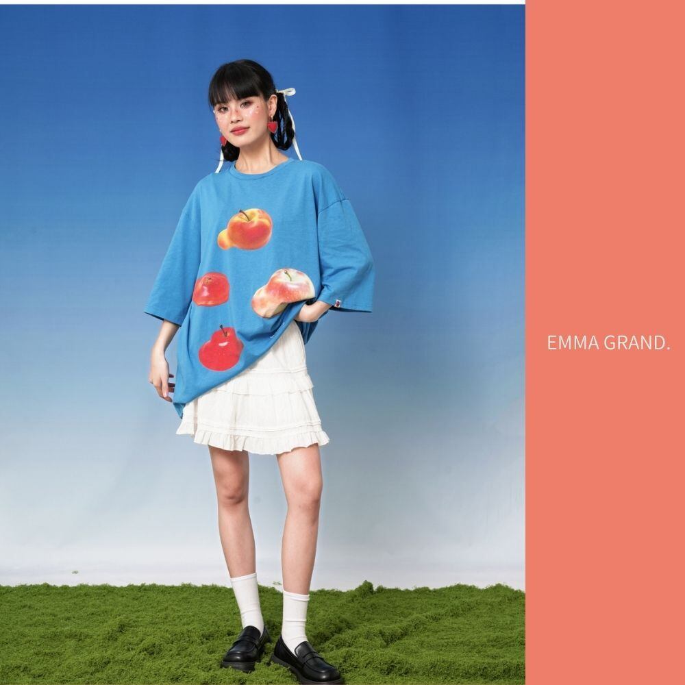 りんごさんのお洋服 とろけるりんごのビッグTシャツ E00586 | EMMA GRAND