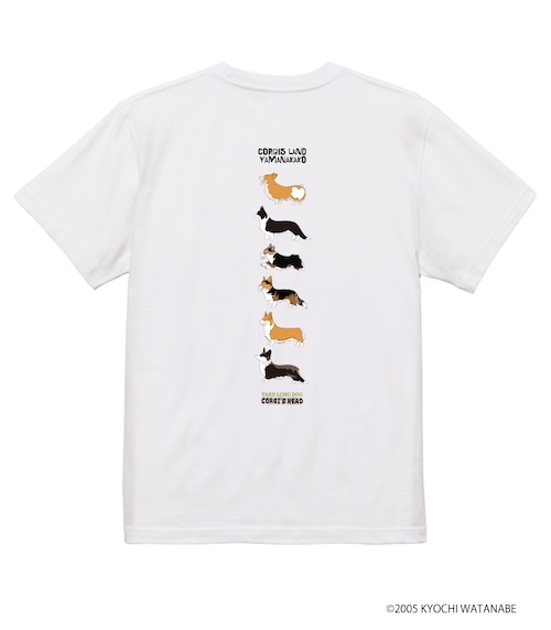 デザインNO.305-3  No.山中湖コーギーランド006:  山中湖コーギーランド 6匹コーギー　Tシャツ5.6oz