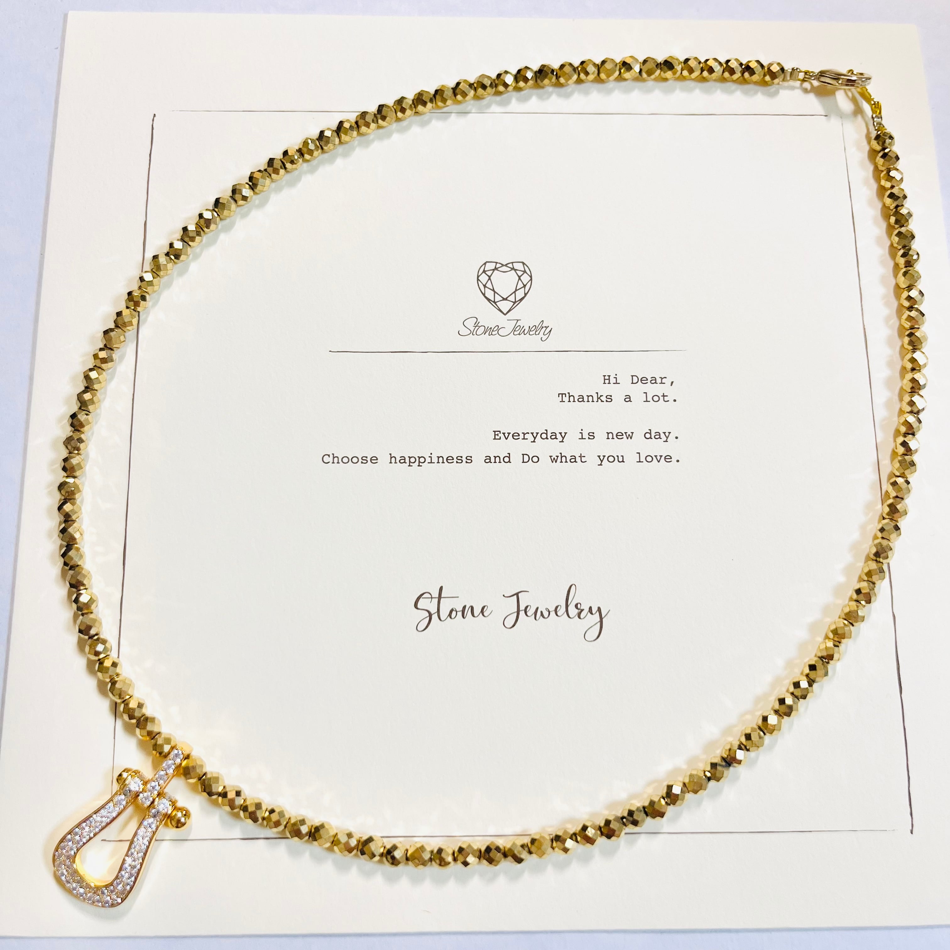 ヘマタイトゴールド大ヒヅメネックレス | StoneJewelry