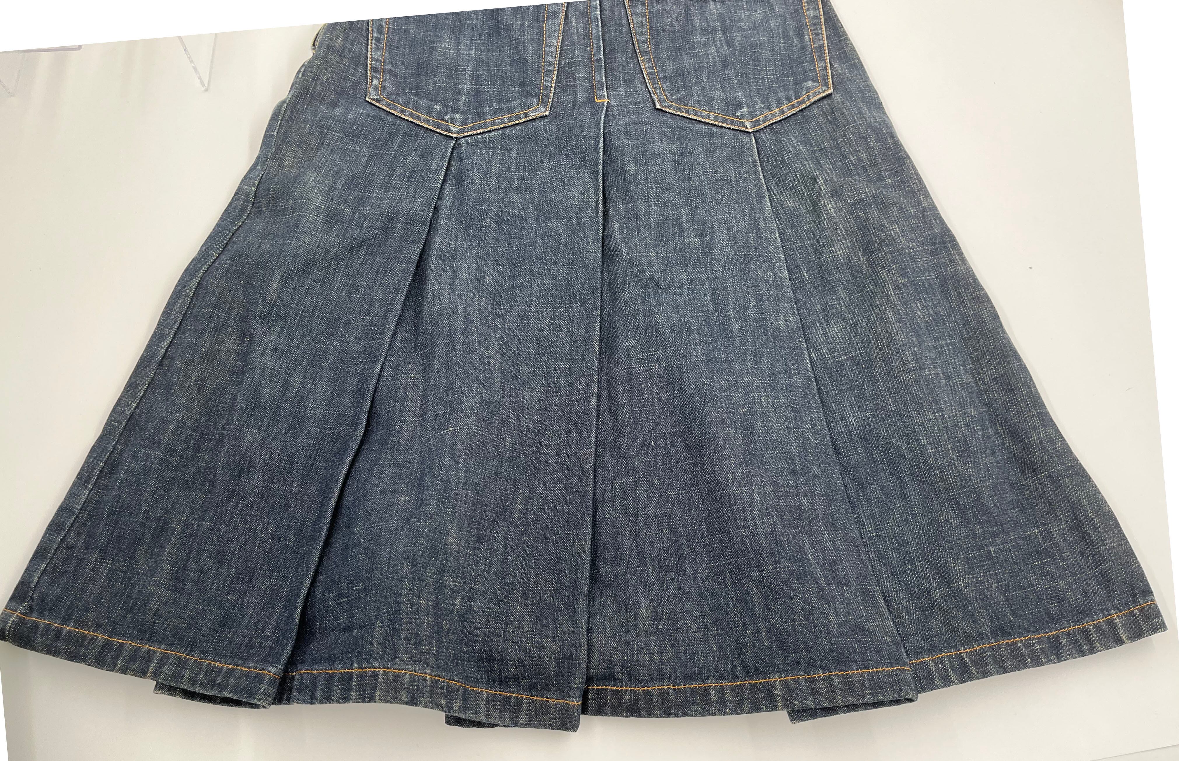 MIUMIU デニム膝下丈プリーツスカート | SPACE