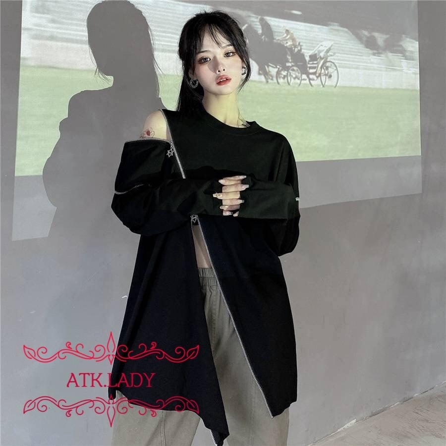 ATK.LADY】B123 ホワイト 白 黒 ブラック スウェット ロンT 涼しい