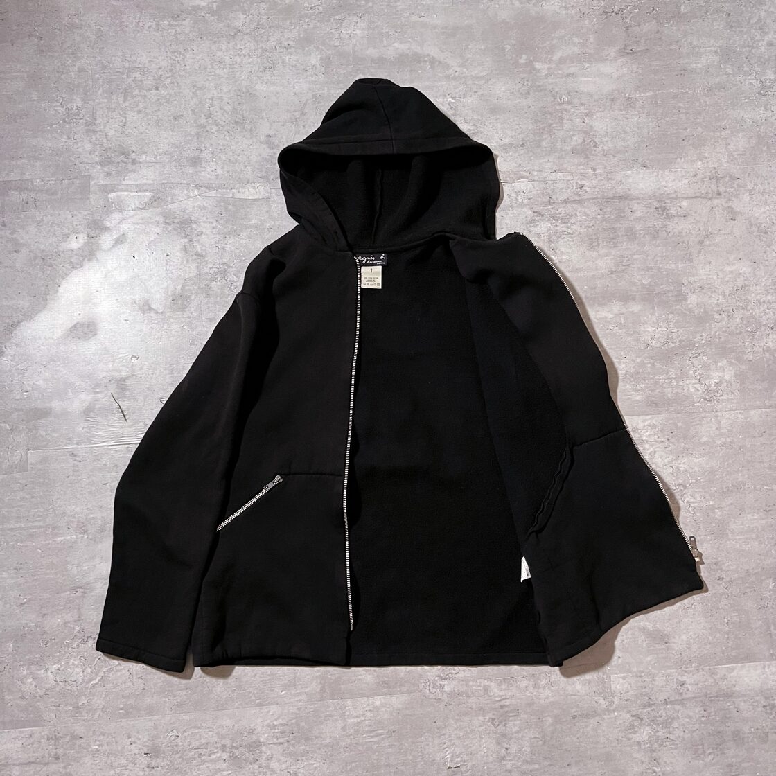 90s-00s “agnes b.” black hoodie 90年代 アニエスベー ハの字ジッパー 