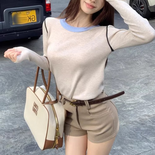 2色／パイピングショルダーニットトップス ・13980