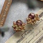 ブラウンヴィンテージボタン　クラシカルビーズ　ピアス/イヤリング