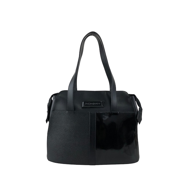 Yves Saint Laurent イヴ・サンローラン トートバッグ ブラック ロゴ レザー エナメル vintage ヴィンテージ オールド hwe52c