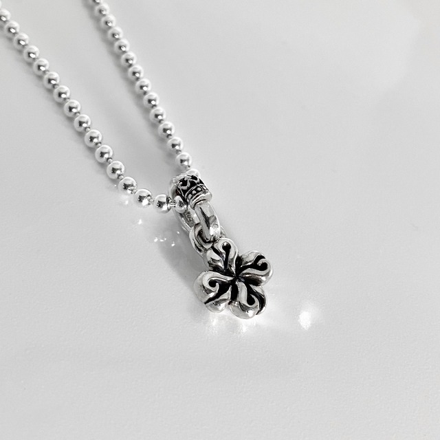 FLAMING CROSS BALL CHAIN NECKLACE / フレイミングクロス ボールチェーンネックレス