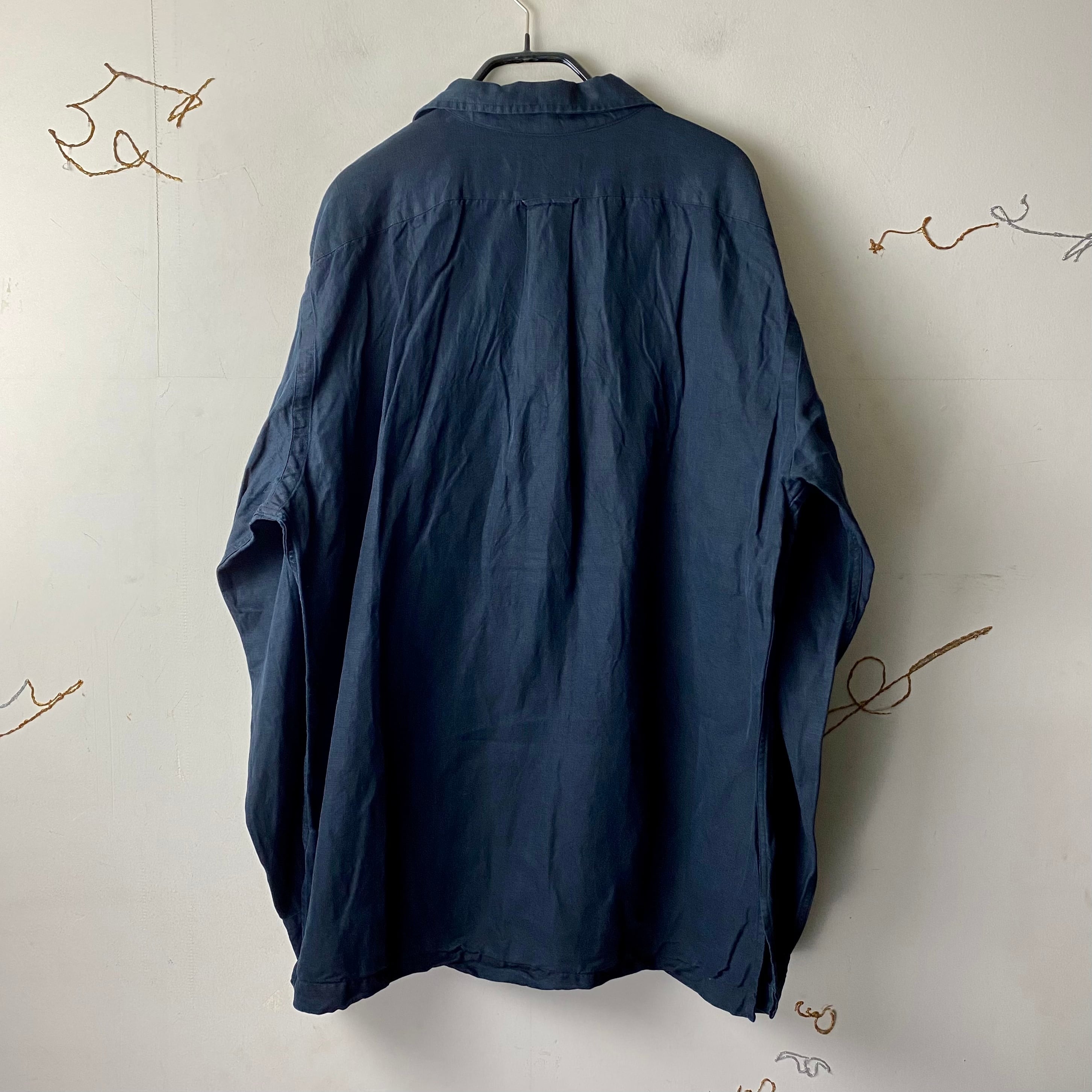 POLO by RALPH LAUREN linen×silk black open collar shirt | NOIR ONLINE