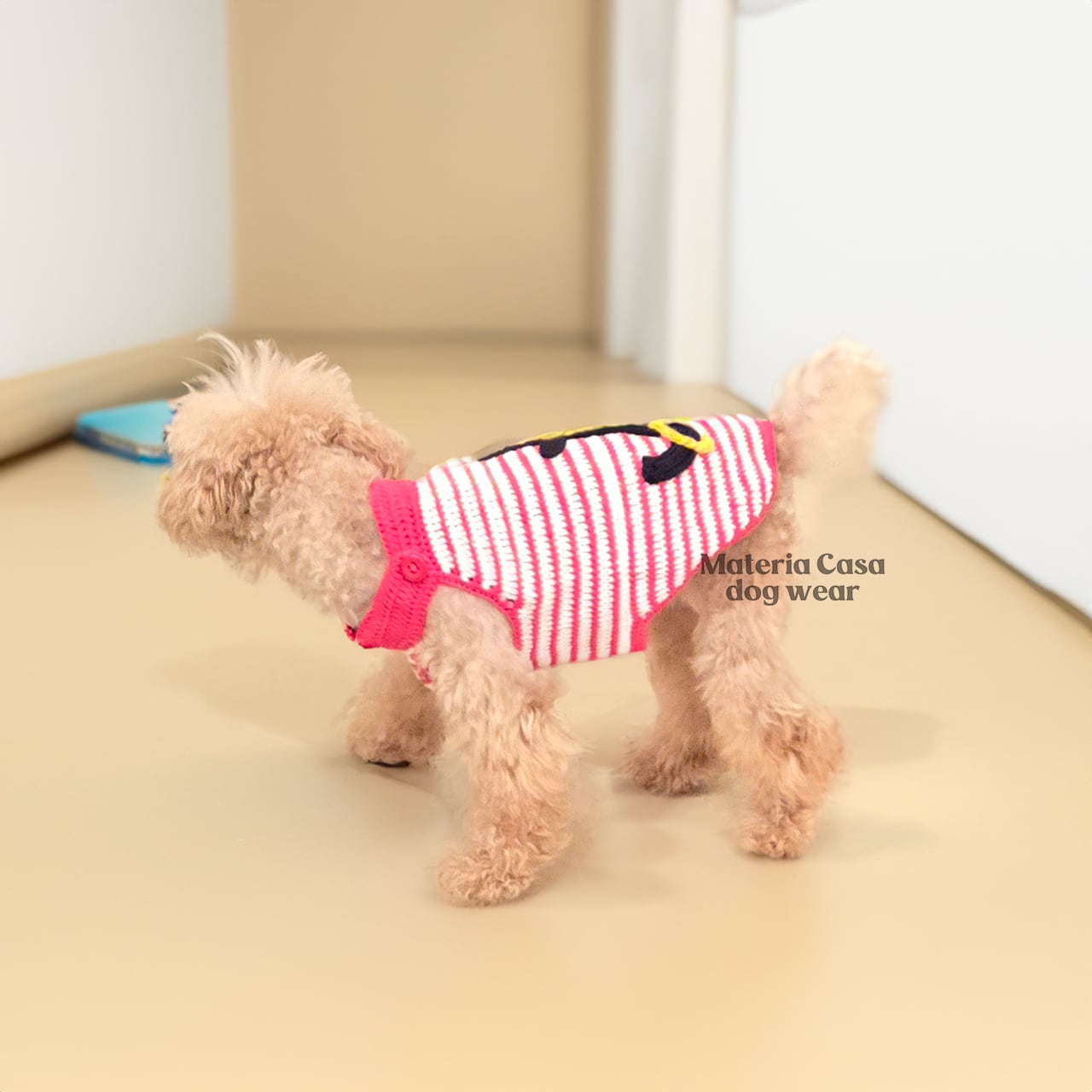 Red Stripe tripe Anchor Motif Dog Clothe (赤ストライプいかりモチーフ 犬のお洋服)