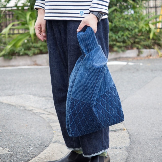 うしじま縫製　|　武州正藍染　エコバッグ　二重刺子