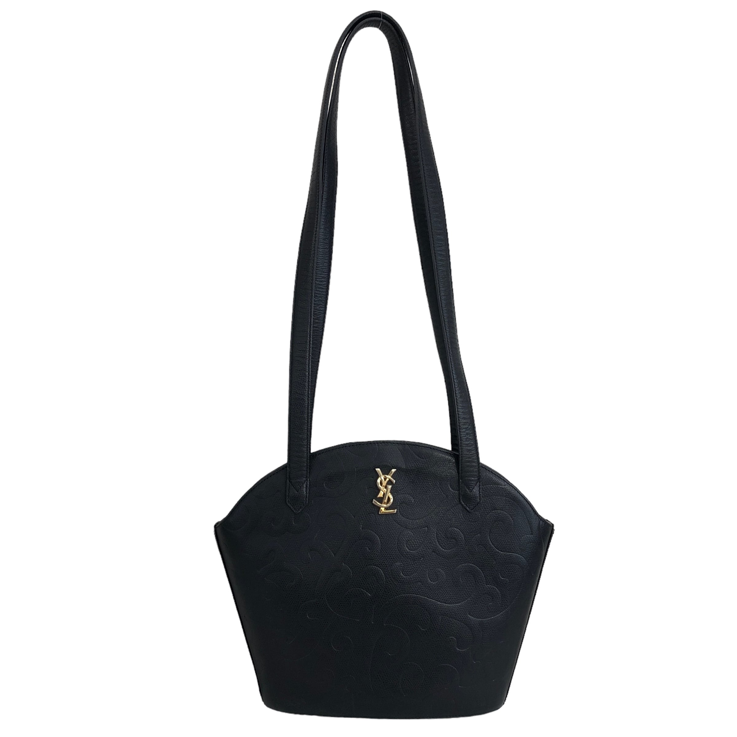 Yves Saint Laurent イヴ・サンローラン YSL 型押しレザー 唐草