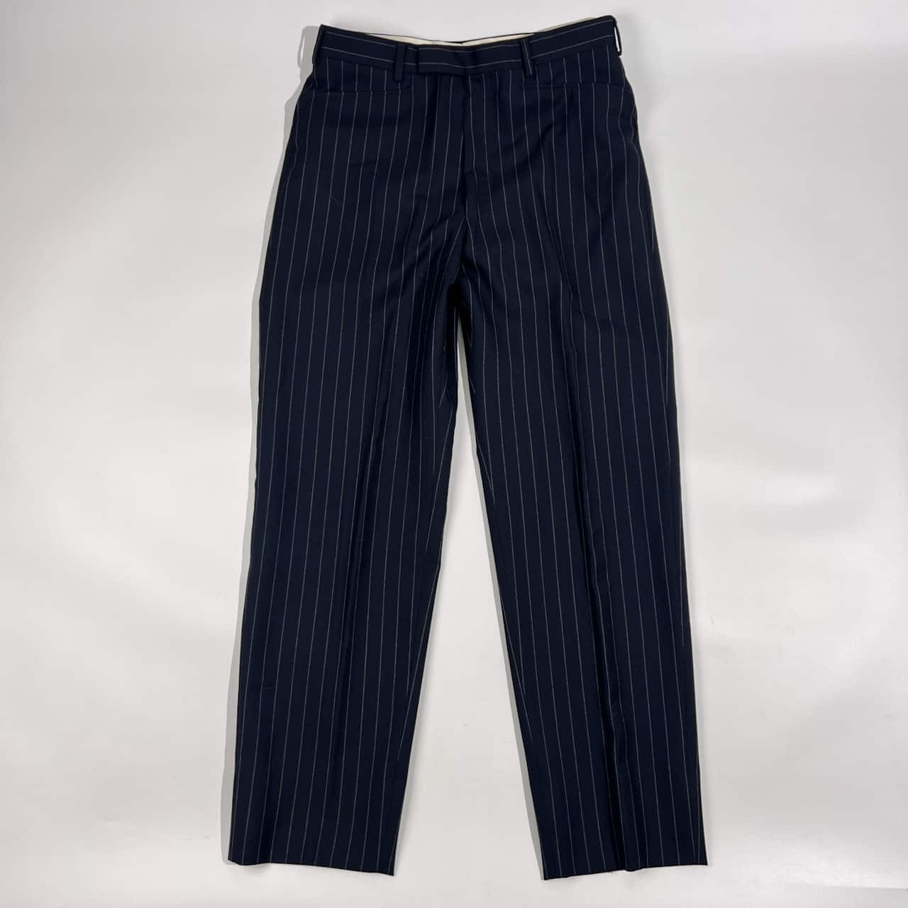 上下 イギリス製 OZ WALD BOATENG オズワルドボーテング セットアップ ストライプ テーラードジャケット スラックス スーツ /ネイビー メンズ