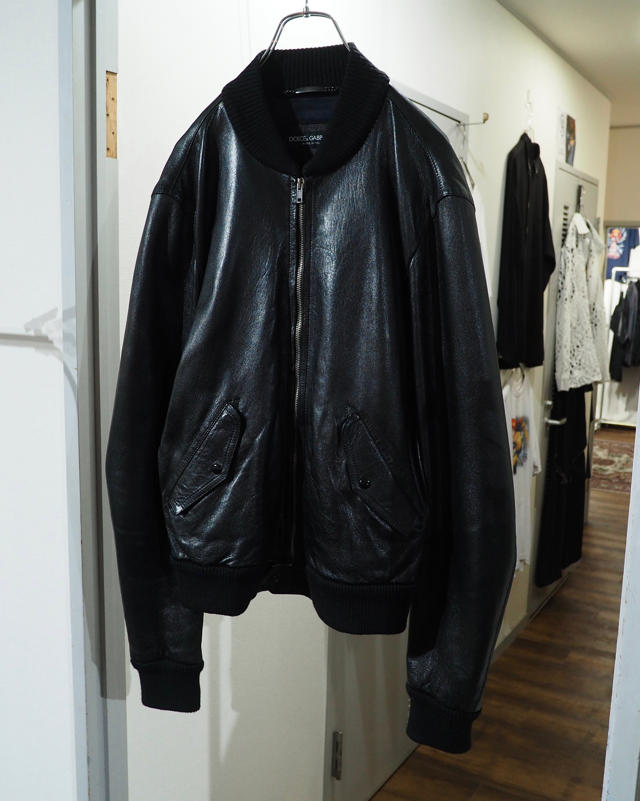 ” Made in Italy - DOLCE&GABBANA ” Special Black Lamb Leather Single Riders Jacket