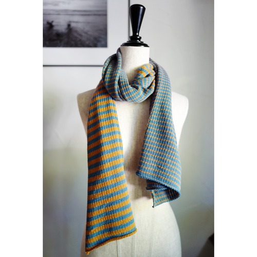 ONICA │ Stripe scarf  (blue x orange) organic cotton