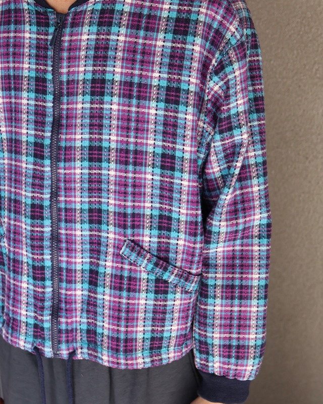 short length check blouson