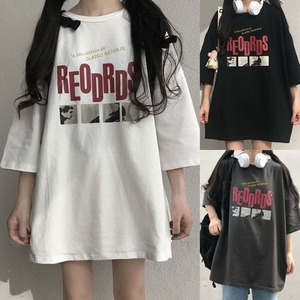 【Tシャツ】 3カラー 半袖 ルーズ 韓国ファッション レディース トップス 英字プリント ラウンドネック オーバーサイズ カジュアル かわいい 611020433555