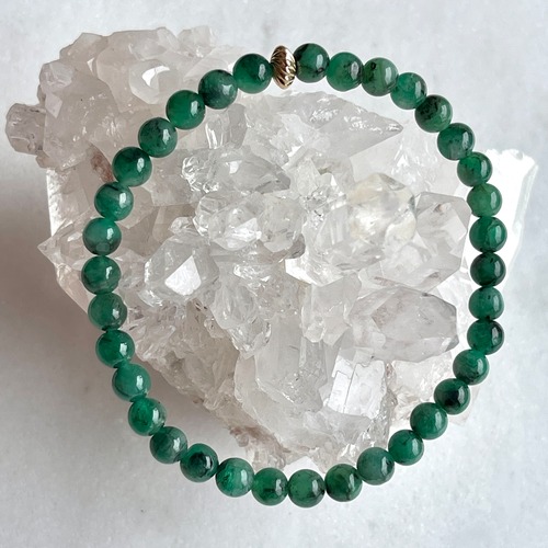 【エマオリジナル】【美石】ブラジル産　エメラルド　ブレスレット（14Kgf製ロンデル）4278