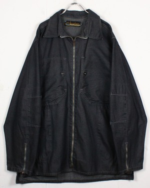 【Caka act2】Various Gimmick Vintage Loose Zip Up Denim Jacket