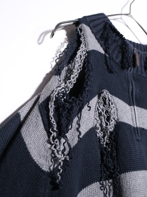 REMAKE / clash bolo × zip  border half zip knit