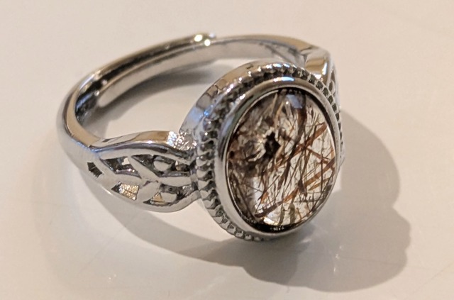 レッドブラウンルチル・シルバーリング(フリーサイズ)