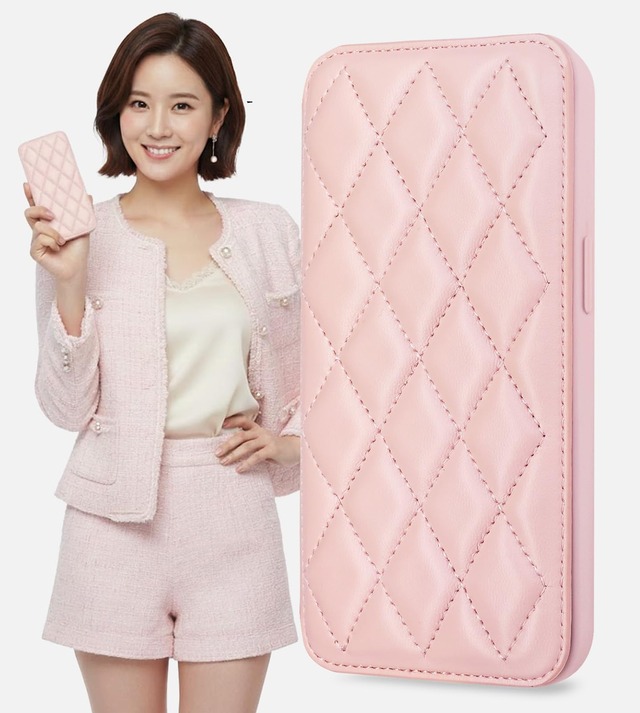 YURAMYRAI 対応 iPhone SE 第3世代 第2世代 iPhone8 iPhone7 ケース 手帳型 キルティング レザー 菱形 大人可愛い カード収納 薄型 軽量 全面保護 マグネットなし 肌触り良い アイフォンSE3 SE2 8 7 スマホケース レディース（4.7インチ，ピンク）