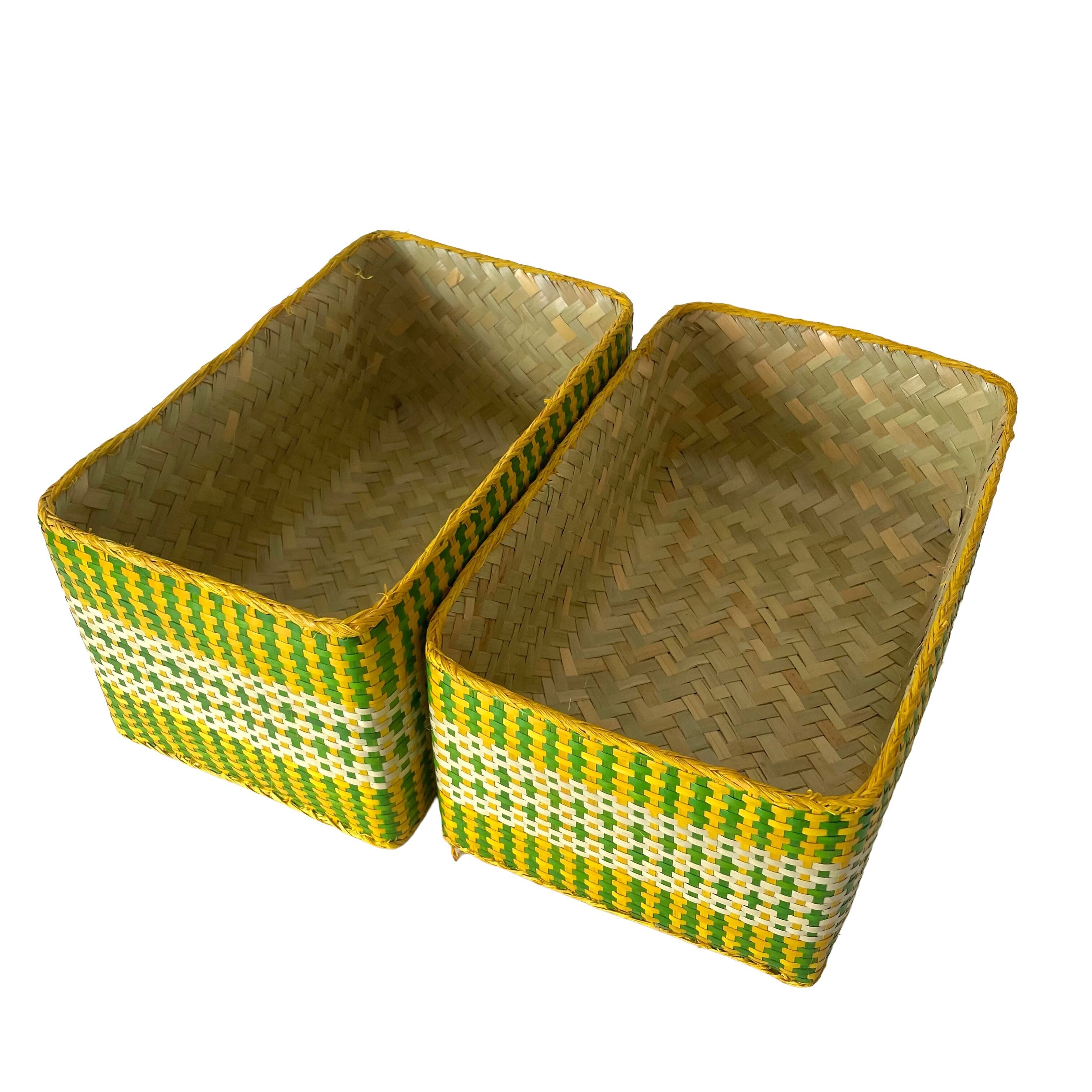 Rectangular colourful basket M w27cm×16cm×h14cm四角カラフル蓋付き