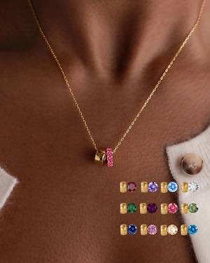 Birth month ring stone necklace