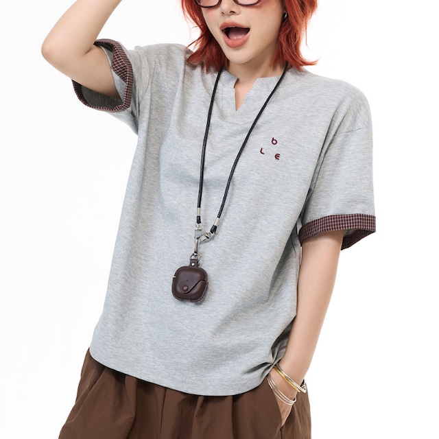 checkpoint keyneck short-sleeve tee　チェックポイントキーネック半袖ティー　J1901