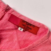リネン100% ungaro solo donna ウンガロ ラインストーン 花柄 半袖 カットソー 9R/ピンク レディース