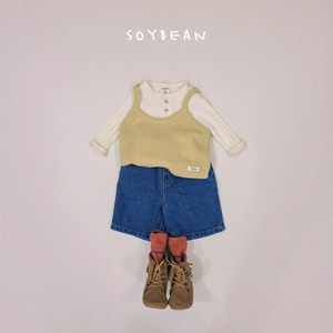 【SOY BEAN】 コットンヘンリーネックTシャツ／アイボリー（80–120cm）
