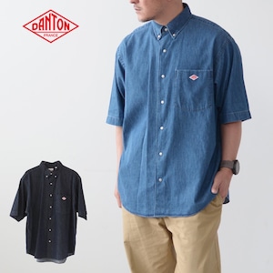 DANTON [ダントン] M's S/S COOLMAX OXFORD B.D SHIRT DENIM [DT-B0118DUG] 半袖 クールマックス オックスフォード ボタンダウンシャツ デニム・ヴィンテージシャツ・半袖シャツ・メンズ・男性用・紳士・MEN'S [2024SS]