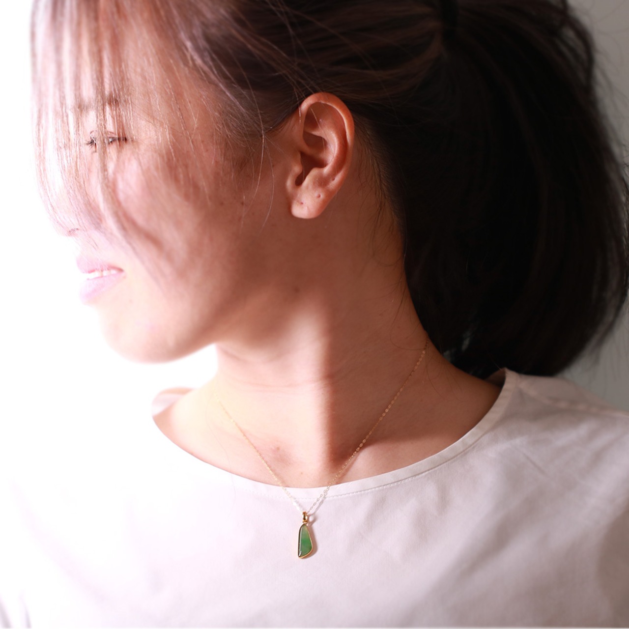 透き通る緑 K10YG 翡翠ペンダントトップ 1点物！A貨翡翠 jd_pt1244