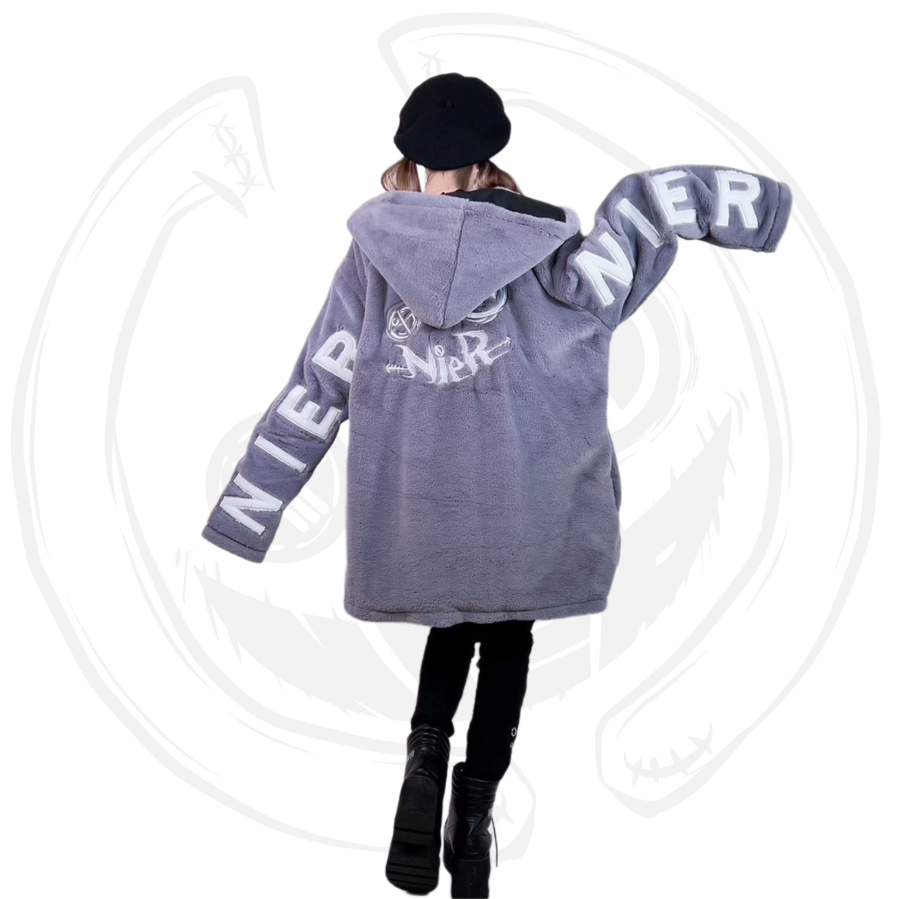 超ふわもこGRAY ZIP OUTER【FACE LOGO】 | NIER CLOTHING powered by BASE