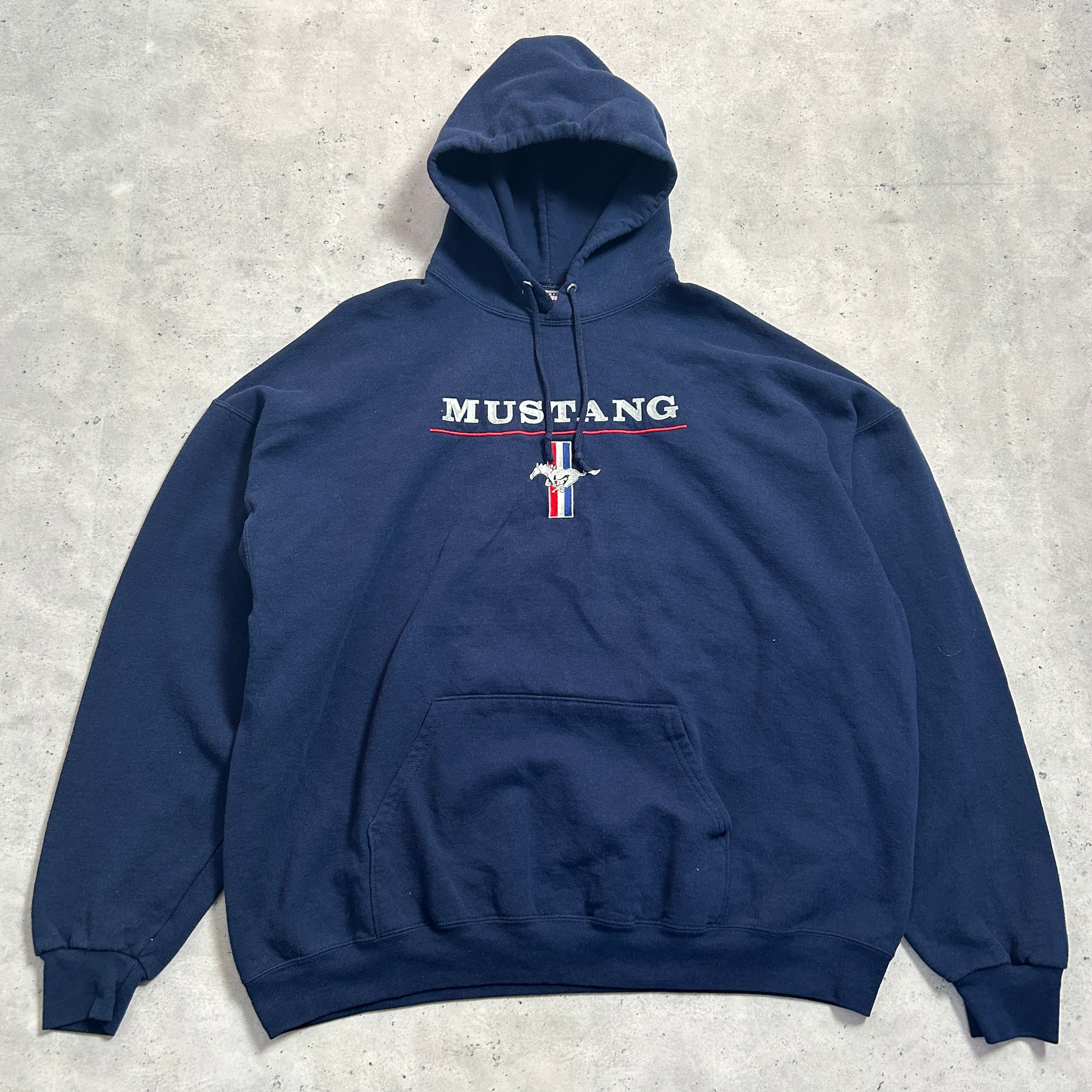 90s “ADIDAS” バレンシアガ元ネタ big trefoil logo navy hoodie