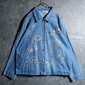 "White stag" paisley & flower denim jacket
