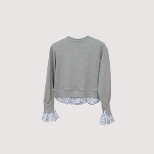 シャツレイヤードトップス(グレー)