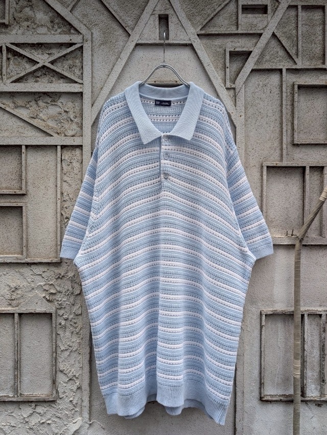 "GAP" border mesh knit big polo shirt