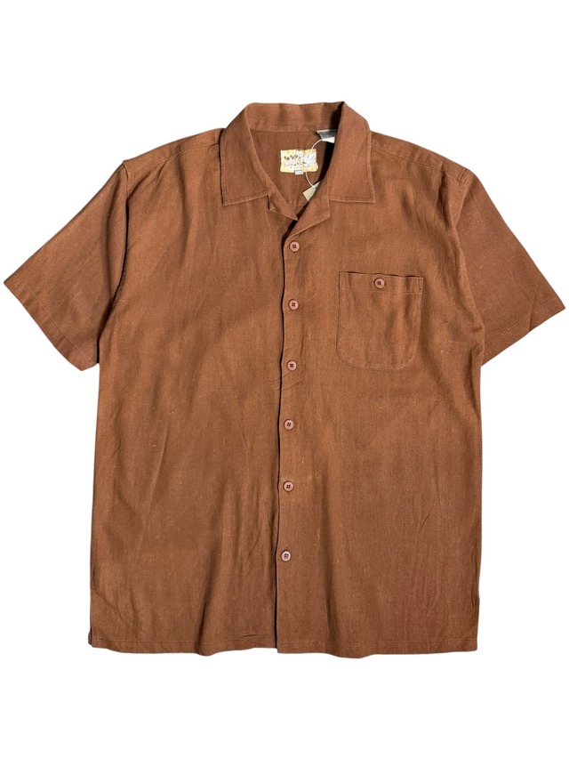 Brand Brown Pure Linen Open Collor Shirt L