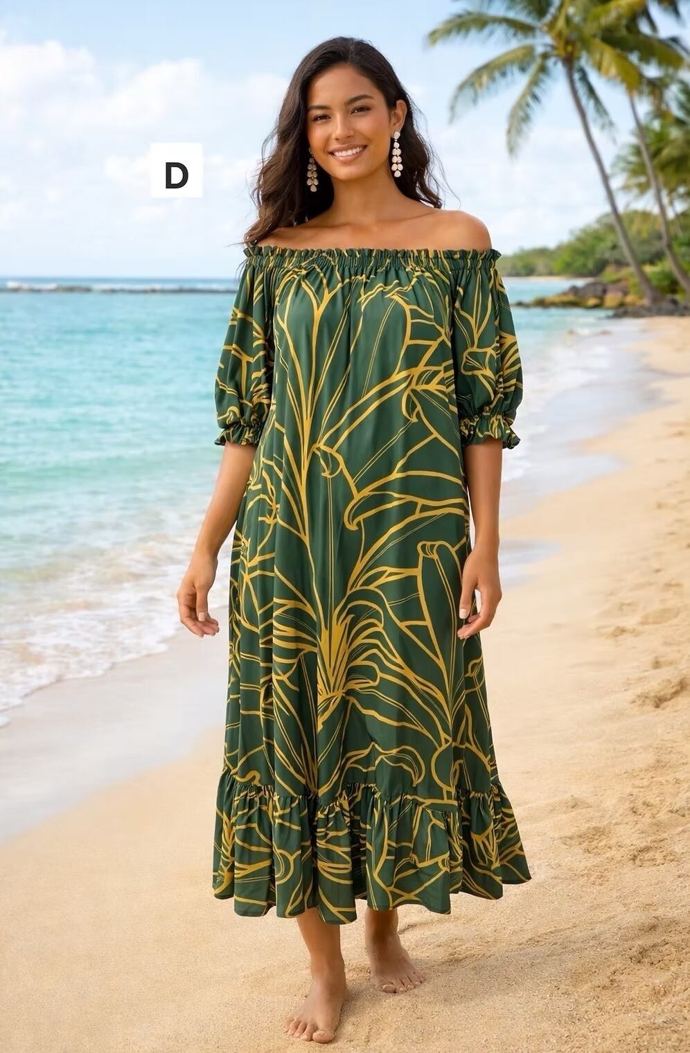 Mālie one piece D オリーブグリーンディープ×ブライトゴールド