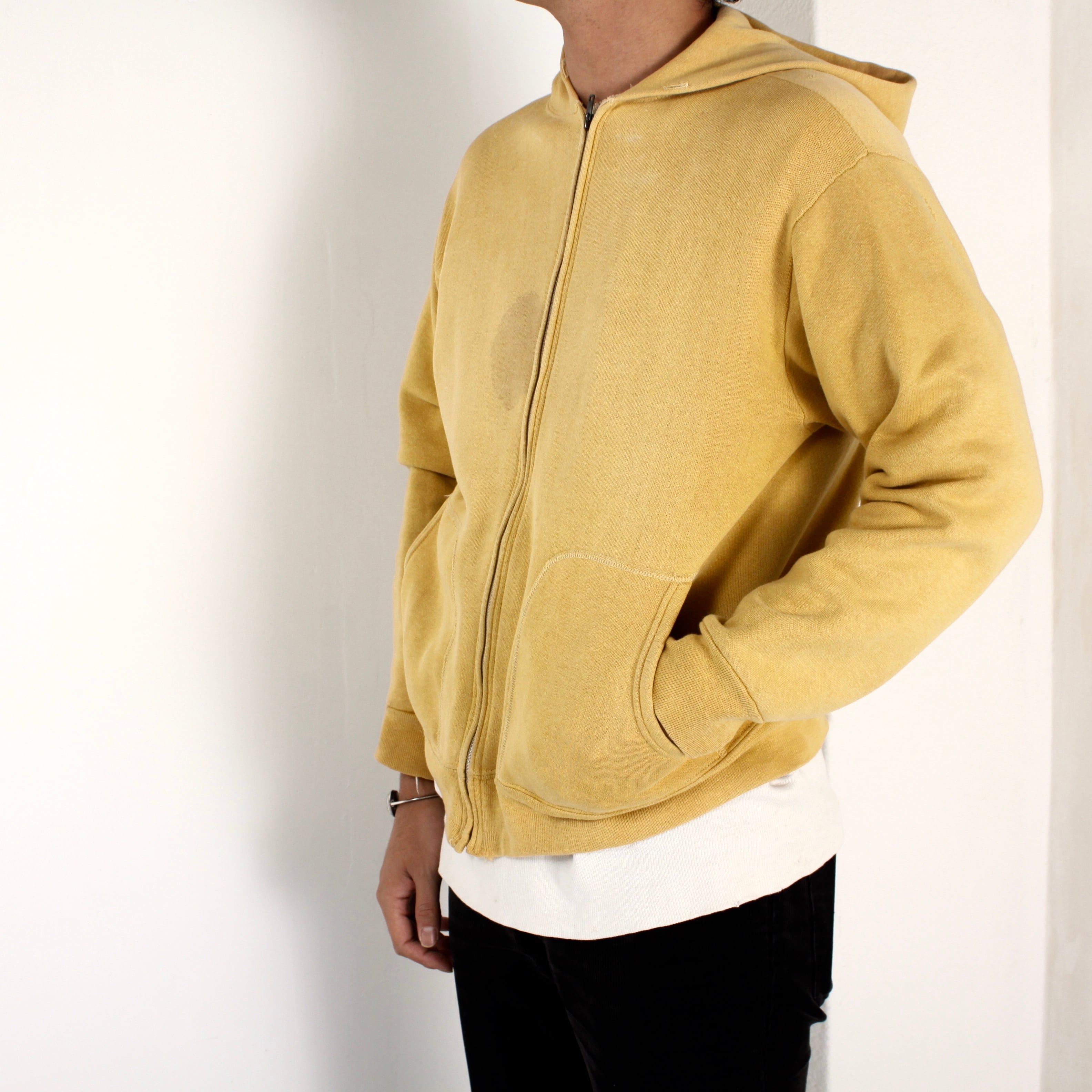 0459. 1960's zipup sweat hoodie mustard 60s 60年代