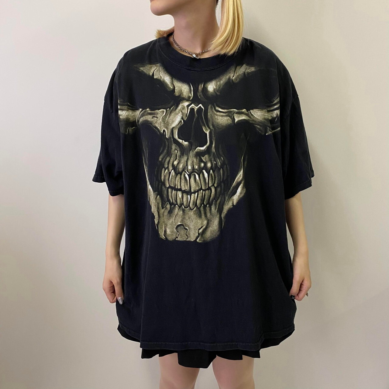ビッグサイズ YAZBEK ビッグプリント スカル Tシャツ メンズ2XL 古着 