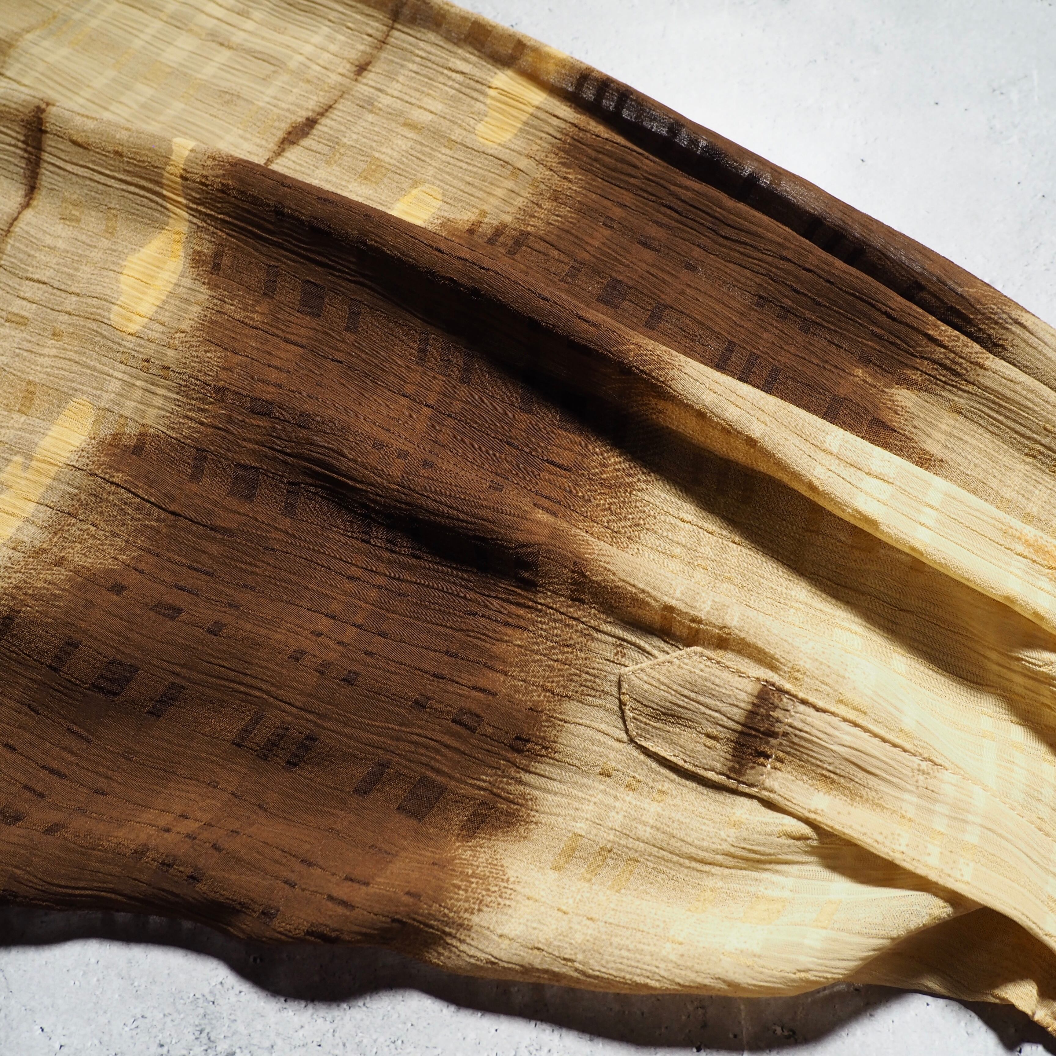 1990s ” Bassiri ” Over Dyed Design vintage Drape loose sheer shirt (made in Usa)