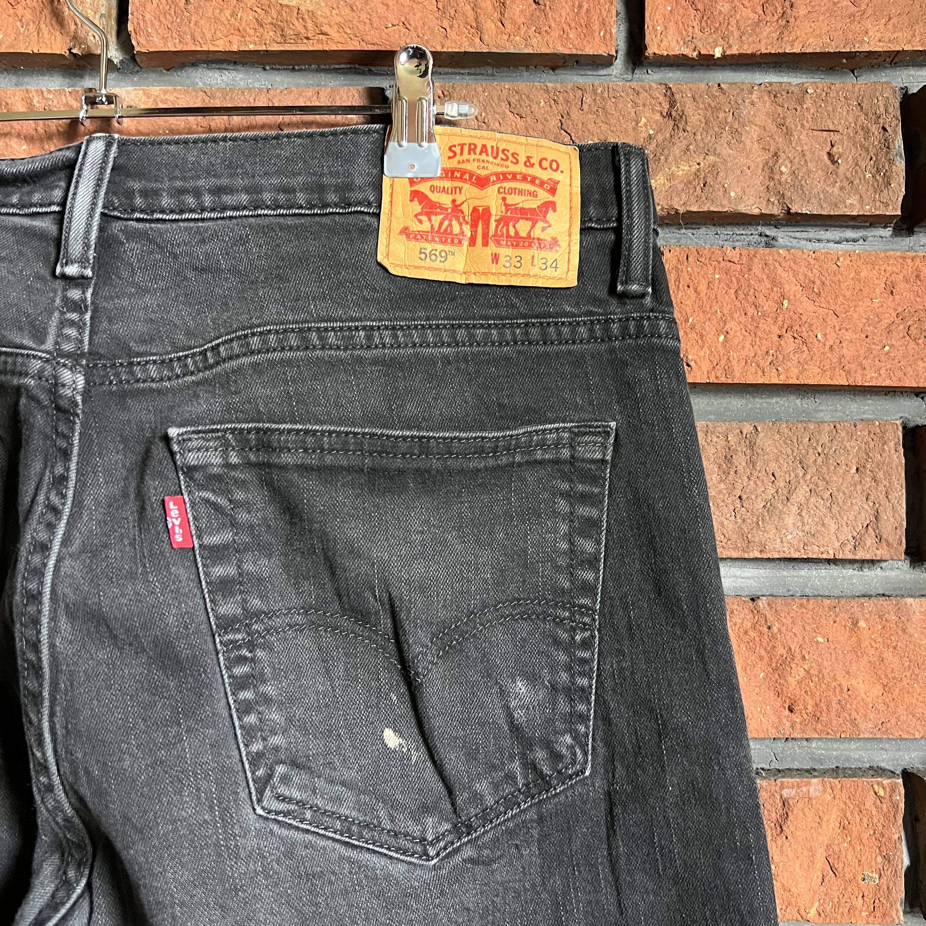 Levi's569 ワイドブラックデニムパンツ 33×34