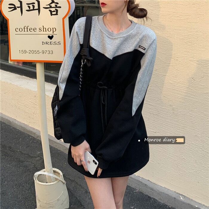 ドレス オータムウィンタースカート ベルベットセーター Aラインウェスト薄手ショート 秋物 冬物 モンロー8636435576