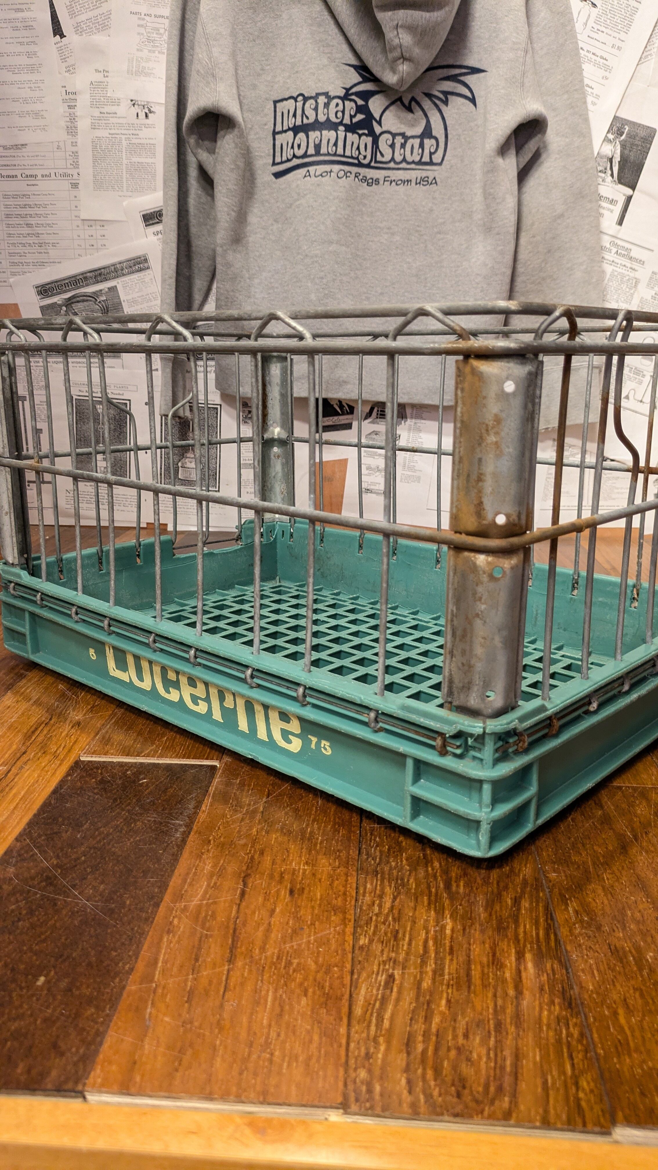 Vintage LUCERNE WireCrate StorageBox Antique Container ビンテージ