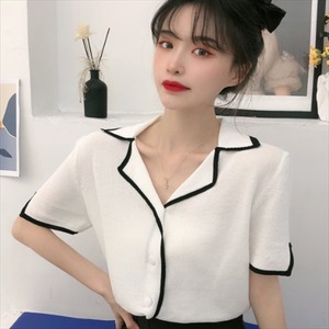 【送料無料】カーディガン 2色 半袖 夏 シンプルデザイン バイカラー 大人可愛い プチプライス Vネック こなれ感 プチプライス レディースファッション 可愛い 20代 30代 お出かけ 女子会 デイリーユース お茶会 お呼ばれ